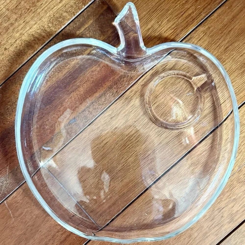 6pc VTG 1950s 50s MCM Hazel Atlas Orchard Apple Snack‎ Luncheon Plate Cup Holder